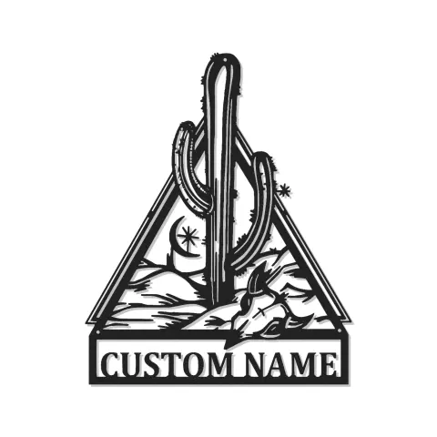 Insegna in metallo personalizzata con cactus del deserto e luce LED regalo western decorazione rustica per soggiorno