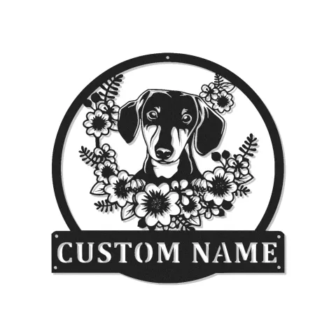Insegna in metallo LED personalizzata per amanti dei cani con bassotto, regalo per il soggiorno