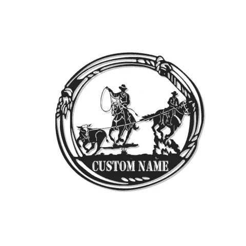 Décoration murale en métal personnalisée Cowboy Rodeo avec rétroéclairage LED - Cadeau western pour les éleveurs - Décor de salon rustique