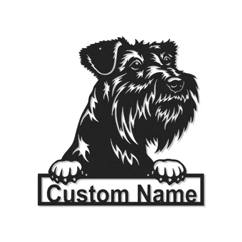 Panneau LED Schnauzer Personnalisé | Portrait en Métal de Votre Animal | Décoration Murale Moderne pour Amoureux des Chiens