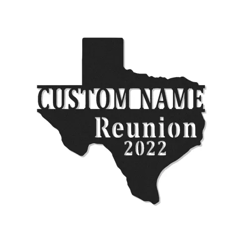 Enseigne en métal LED personnalisée Texas | Décoration murale pour réunion de famille personnalisée | Décor en silhouette d'état rustique