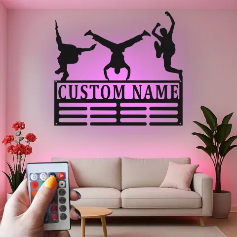 Vista alternativa di Insegna in metallo personalizzata con LED Breakdancer - Regalo per ballerini, decorazione per studio di danza