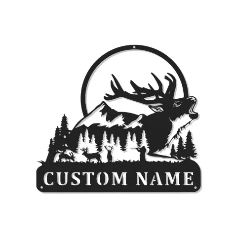 Décoration murale en métal personnalisée pour la chasse au cerf avec rétroéclairage LED, cadeau personnalisé pour les chasseurs, décoration de cabane rustique 3