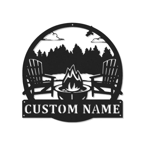 Custom Campfire Scene Led Light Metal Wall Art Personalized Outdoor Gift Patio or Cabin Decor