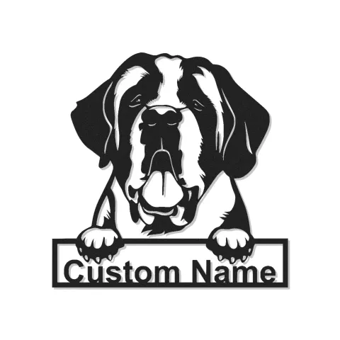Cartel LED de San Bernardo Personalizado | Retrato de Mascota de Metal Personalizado | Decoración Mural para Amantes de Perros en Entrada y Salón
