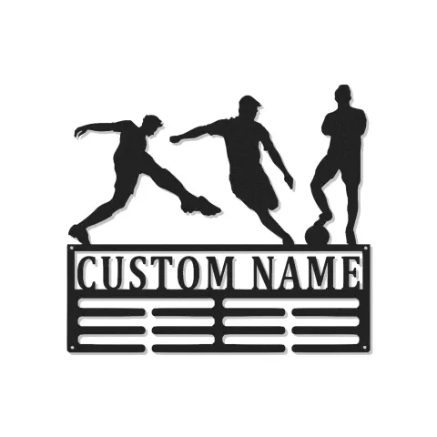 Cartel de metal personalizado de jugador de fútbol | Decoración mural LED con nombre personalizado | Decoración de sala de juegos para atletas | Regalo para chico adolescente