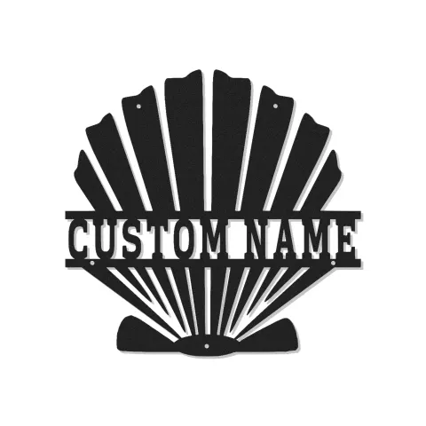 Décoration murale en métal en forme de coquillage | Panneau LED personnalisé pour décor côtier | Cadeau nautique inspiré de l'Art Déco pour maison de plage ou entreprise