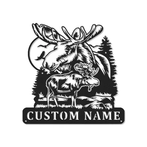 Individuelle Elch-Metall-Wandkunst | LED-Hütten- & Lodge-Schild | Modernes rustikales Geschenk für Jäger & Wildtier-Dekor