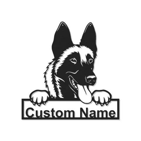 Cartel de metal pastor alemán personalizado | Decoración mural con nombre de perro personalizado | Decoración con retroiluminación LED para memorial de mascota en el hogar