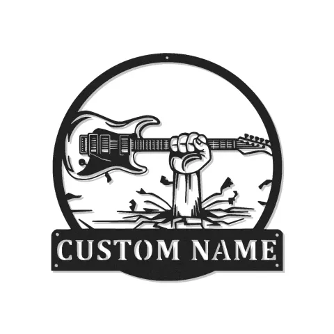 Décoration murale LED guitare en métal sur mesure | Enseigne personnalisée pour musicien | Décor salle de musique, studio et espace masculin