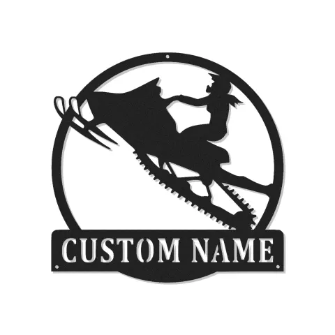 Custom Snowmobile LED Metal Sign | Personalized Rider Silhouette Wall Art | Winter Sports Decor Gift