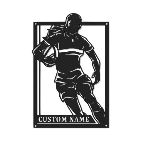 Insegna in metallo personalizzata con giocatore di rugby LED, regalo sportivo per atleti, decorazione per sala giochi 1