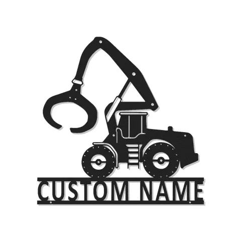 Décoration murale en métal personnalisée avec rétroéclairage pour excavateur - Cadeau de construction pour lui - Décor de garage ou d'atelier