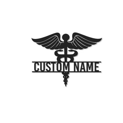 Personalisierte Caduceus Metall-Wandkunst | LED-beleuchtetes medizinisches Schild | Personalisierte Arztpraxis-Dekoration | Geschenk für Gesundheitsberufe