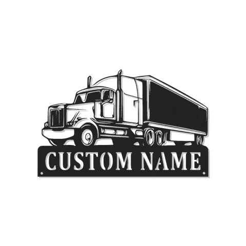 Cartel de Metal de Camión Semirremolque Personalizado | Arte de Pared LED de Gran Camión a Medida | Decoración Realista de Tractora Remolque | Regalo para Camionero