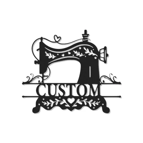 Individuelles Nähmaschinen-Schild | LED Metall-Wandkunst | Personalisierte Bastelzimmer-Dekoration für Schneiderinnen | Vintage Stil Namensschild