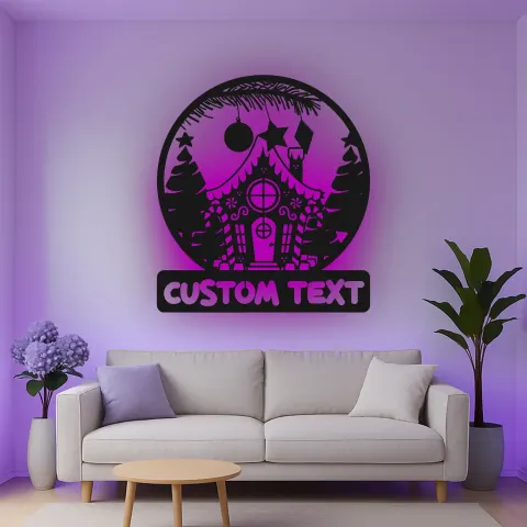 Vista alternativa de Cartel de metal LED de Casa de Jengibre Regalo de Navidad para Familias Decoración Festiva de Salón