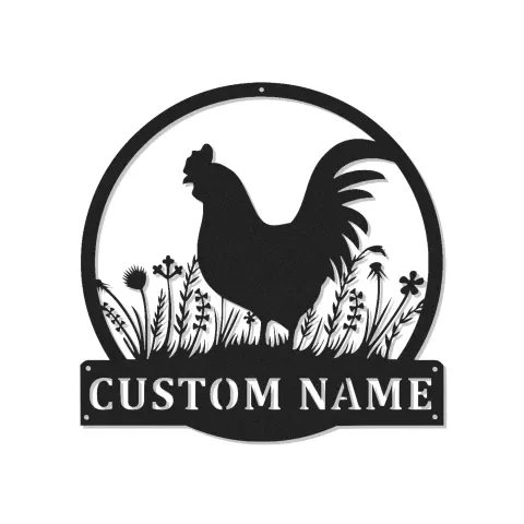 Personalized Rooster Metal Sign with LED | Custom Farmhouse Wall Art | Rustic Kitchen & Coop Decor | Chicken Lover Gift