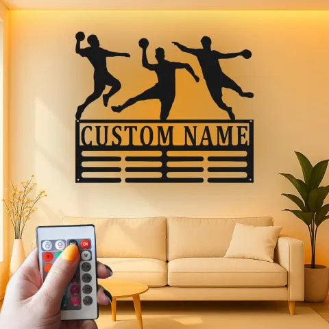 Personalisierte Handball LED-Wandkunst | Individuelles Metallschild | Athleten-Dekor für den Mannschaftsraum | Geschenk für Spieler & Trainer alternative Ansicht
