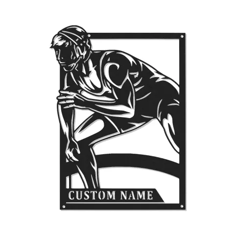 Custom Wrestler Led Light Metal Wall Art Personalized Gift for Athletes Gym or Sports Room Decor