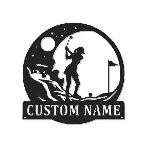 Personalized Golfer LED Sign | Custom Metal Wall Art for Home & Office | Golf Lover Gift