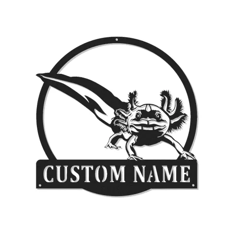 Décoration murale en métal personnalisée Axolotl avec Rétroéclairage - Cadeau Unique pour Amoureux des Amphibiens
