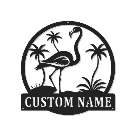 Personalisierte Flamingo LED Tafel | Metall Wandkunst | Tropische Dekoration für Strandhaus & Patio | Individuelles Namensgeschenk
