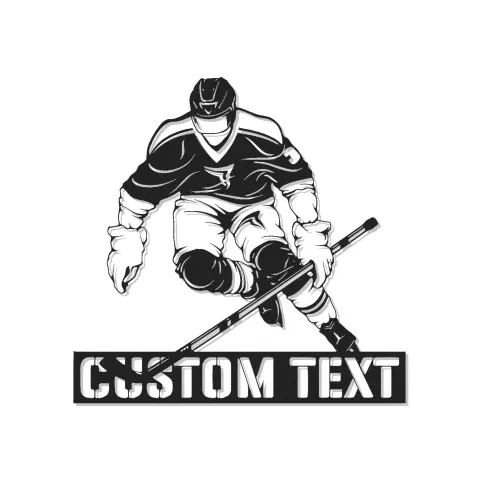 Personalisierte Hockey Wandkunst | Individuelles LED Metallschild für das Spielzimmer | Geschenk für Hockeyspieler