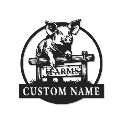 Insegna in metallo LED personalizzata per fattoria di maiali, regalo per agricoltori, decorazione rustica per fattoria