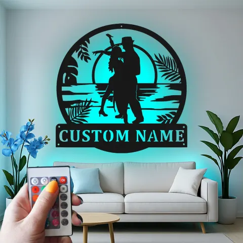 Personalisiertes LED-Licht Metallschild Romantischer Tanz - Geschenk für Paare im Schlafzimmer oder Wohnzimmer alternative Ansicht