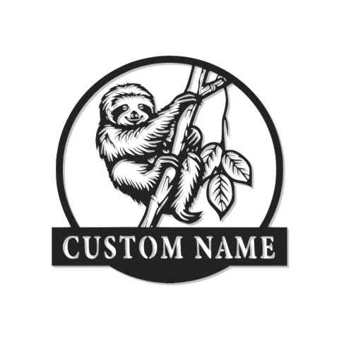 Sloth Nursery Sign with LED | Custom Metal Name Plaque | Jungle Theme Kids Room Decor | Personalized Animal Wall Art