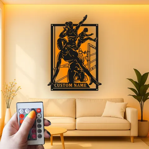 Vue alternative de Signalétique LED pour athlète de haies | Décoration murale en métal personnalisée | Décor personnalisé pour coureur | Cadeau pour elle