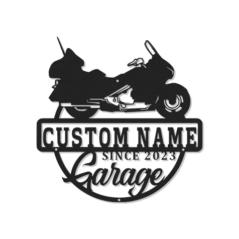 Personalisierte Motorrad Garagenschild | LED Metall-Wandkunst für Männerzimmer | Individuelles Biker Papa Geschenk | Cruiser Bike Dekor