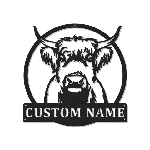 Decoración mural de metal de vaca de las Highlands | Letrero LED personalizado | Decoración rústica para casa de campo y rancho | Regalo decorativo para amantes de las vacas