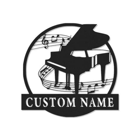 Custom Grand Piano Metal Wall Art | Personalized LED Music Notes Decor | Musician Gift for Living Room