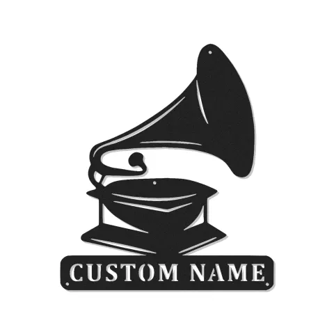 Décoration murale en métal LED personnalisée pour les amoureux de la musique - Gramophone