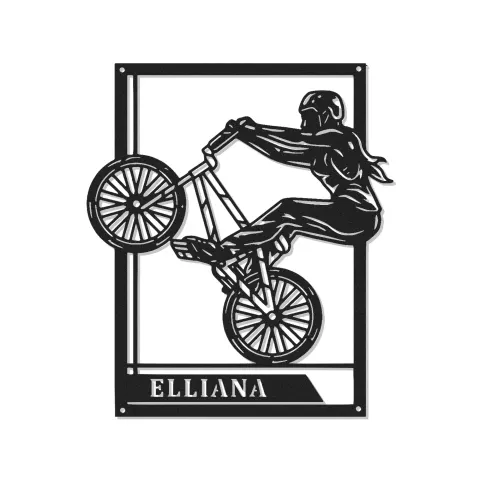 Cartel de metal personalizado con luz LED de ciclista BMX regalo para ciclistas decoración de garaje o dormitorio 1