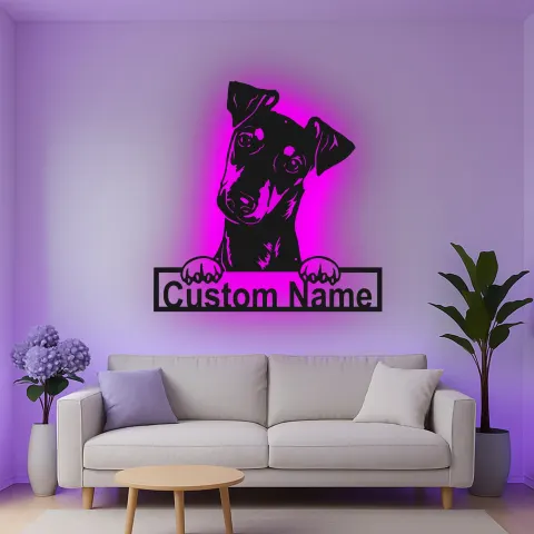 Vista alternativa de Cartel de metal LED personalizado para perros, regalo para amantes de mascotas, decoración para salones de padres de perros