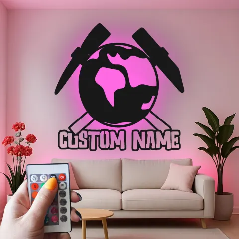 Custom Geology LED Metal Wall Art | Personalized Geologist Gift Sign | Earth & Rock Hammer Decor for Study Room & Office alternate view
