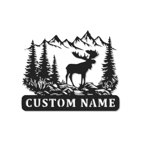 Panneau LED de moose personnalisé | Art mural de chalet rustique | Décor de montagne personnalisé | Cadeau pour amoureux de la faune