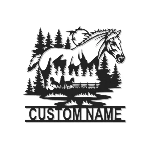 Décoration murale LED en métal avec cheval personnalisé | Décor de ranch équestre sur mesure | Signalétique d’écurie et cadeau pour amoureux des chevaux