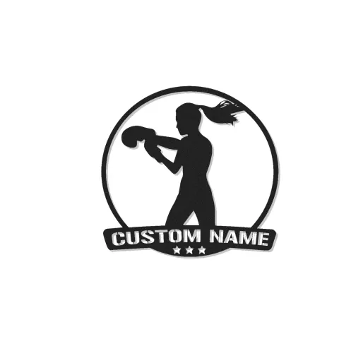 Custom Female Boxer Led Light Metal Wall Art Personalized Gift for Boxing Enthusiast Gym or Home Decor