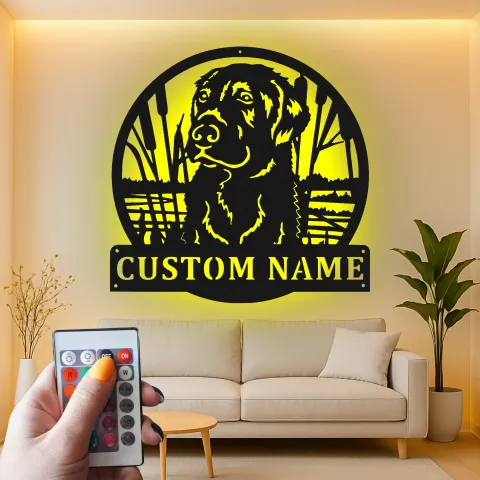 Personalisierte Labrador Retriever LED-beleuchtete Metall-Wandkunst – Geschenk für Hundeliebhaber alternative Ansicht