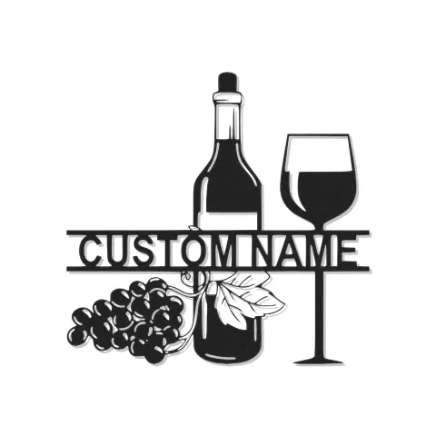 Personalisierte LED-beleuchtete Metall-Wandkunst mit Weinflasche und Glas – Geschenk für Weinliebhaber für Küche oder Bar