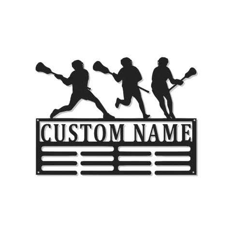 Panneau joueur de crosse personnalisé | Décoration murale LED en métal personnalisée | Déco chambre athlète | Cadeau équipe de crosse
