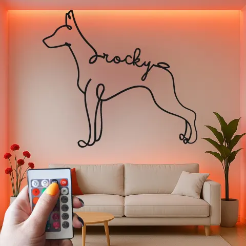 Vue alternative de Décoration murale en métal personnalisée Doberman Pinscher avec rétroéclairage pour les amoureux des chiens