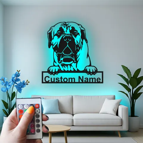 Vue alternative de Décoration murale en métal LED personnalisée pour amoureux des chiens - Mastin