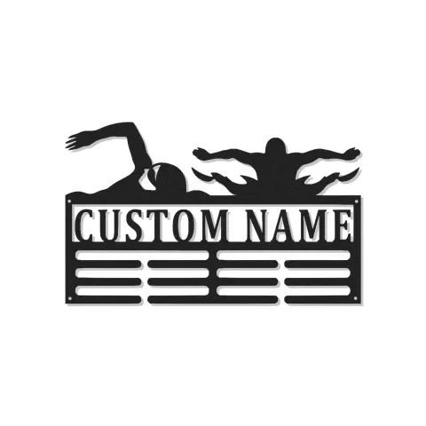Cartel de metal personalizado con luz LED de nadador, regalo personalizado para atletas, decoración para sala de deportes