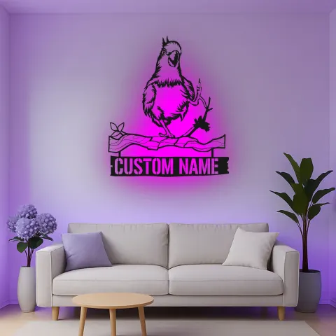 Custom Cockatoo Led Light Metal Wall Art Personalized Bird Lover Gift Living Room or Nursery Decor alternate view