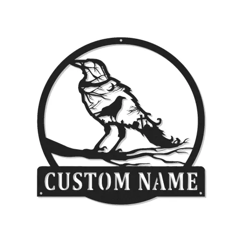 Custom Raven Led Light Metal Wall Art Personalized Gift for Nature Lovers Unique Home Decor Accent